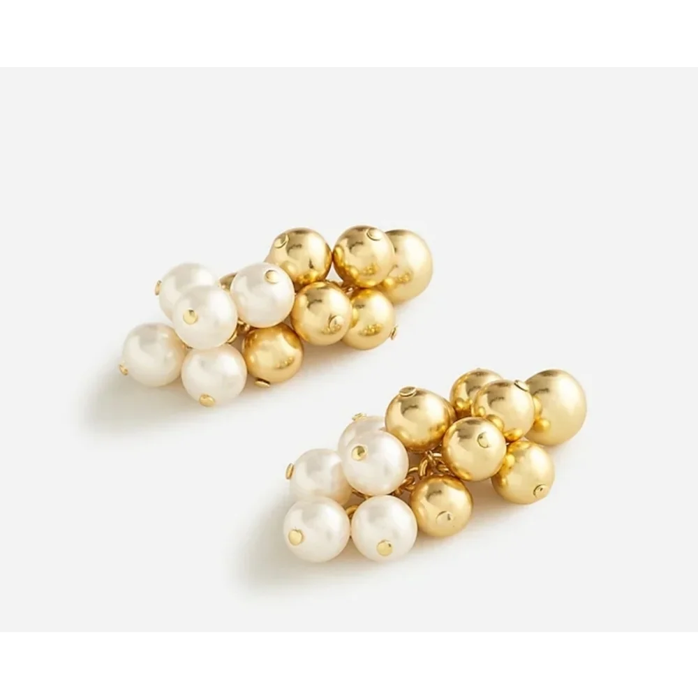 24. J.Crew Pearl and metallic-ball cluster earrings - Picture 5 of 6